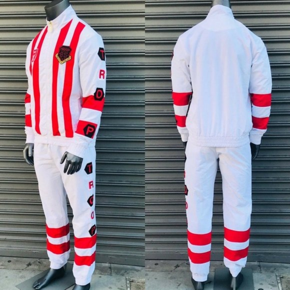 Men's Troop White | Red Windbreaker Fashion Tracksuit NWT